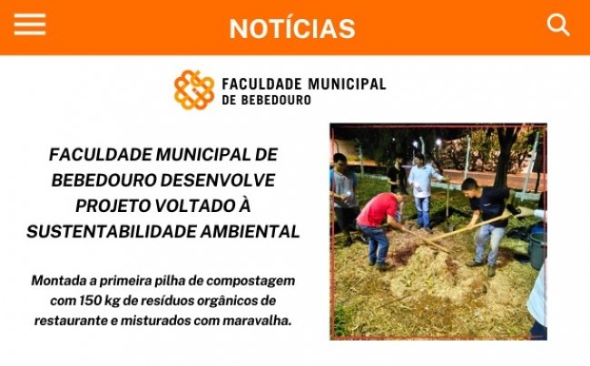 Faculdade Municipal de Bebedouro desenvolve projeto voltado à sustentabilidade ambiental