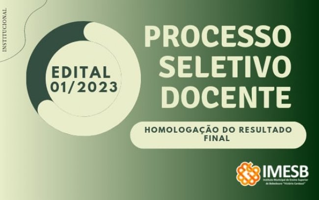 Homologação do resultado final Edital 01/2023 - Processo Seletivo para contratação temporária de professores