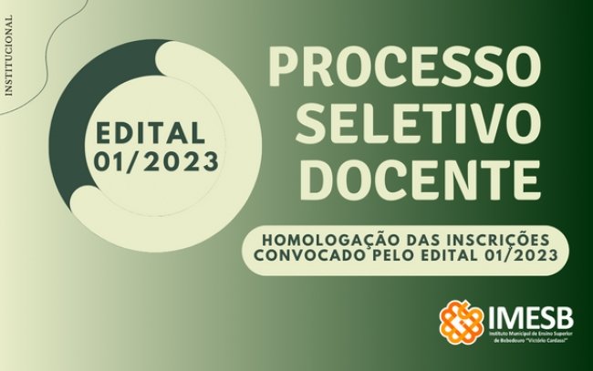 Homologação das inscrições Edital 01/2023 - Processo Seletivo para contratação temporária de professores